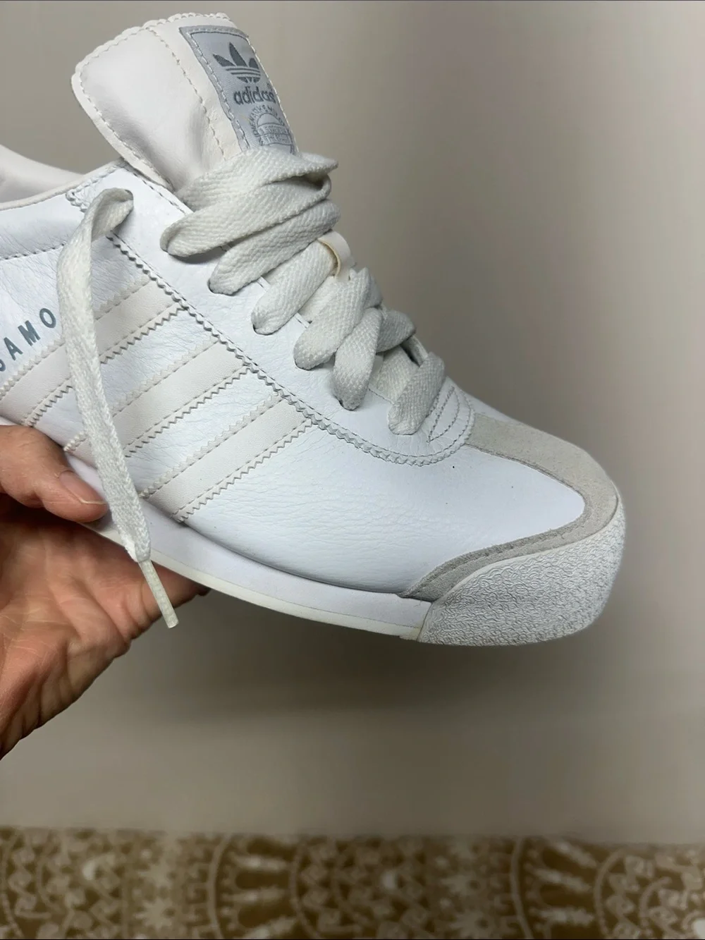 adidas Samoa White and Light Gray Low-Profile Retro Sneaker
